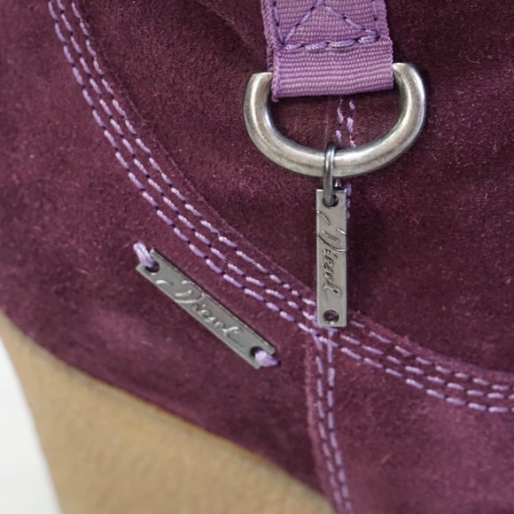 Diesel Purple Platform Bootie Hi Wedge Heel Plum Hi Ankle Suede Size EU 36 US 6 - Picture 3 of 6